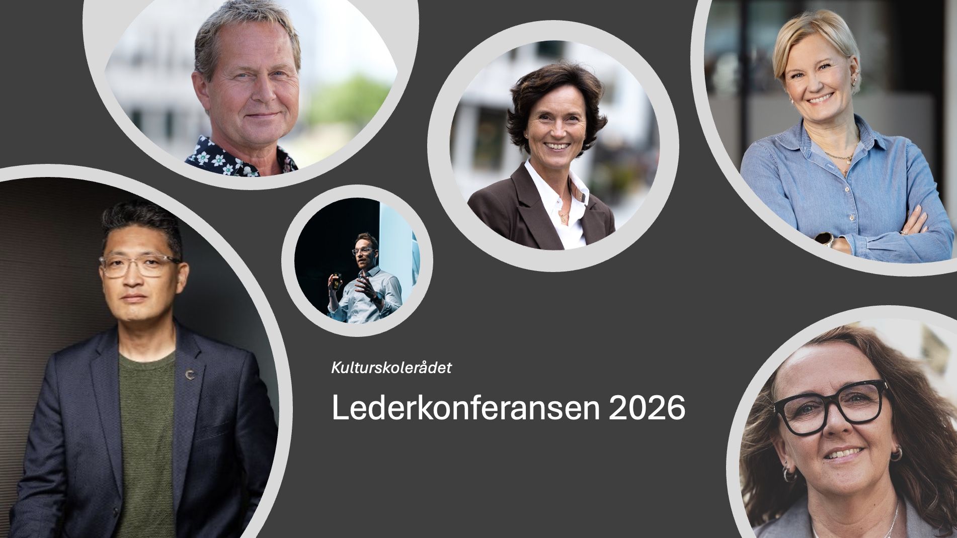 Bildecollage av de som skal innlede fra scenen