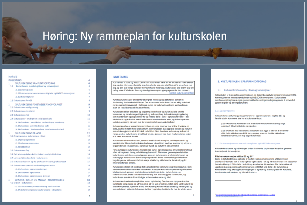 Høring i gang for ny rammeplan for kulturskolen.