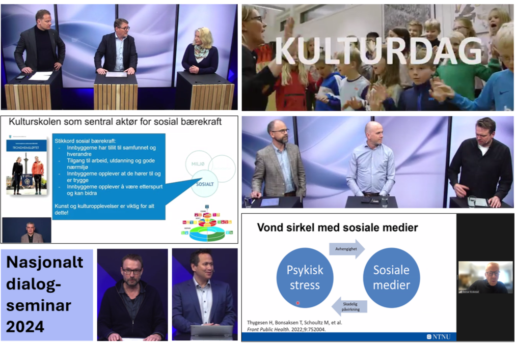 Kollasj som viser deltakere på Nasjonalt dialogseminar 2024.